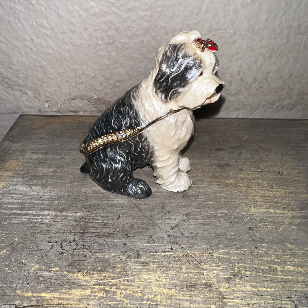 Old English Sheepdog Enamel Hinged Trinket Box - Picture 4 of 6